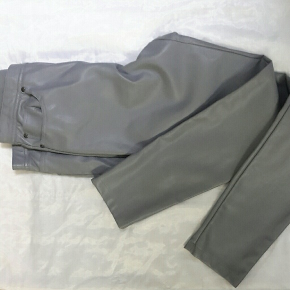 DG2 by Diane Gilman Pants - DG2 FAUX LEATHER PULL ON GRAY SRAIGHT LEG PANT M